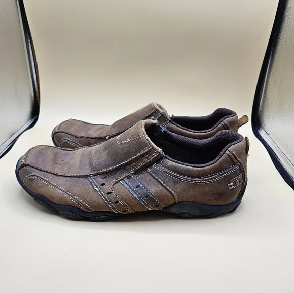 Skechers Leather Relaxed Fit Goga Mat Arch Casual Loafer Shoes Mens Size 13 - Picture 2 of 9